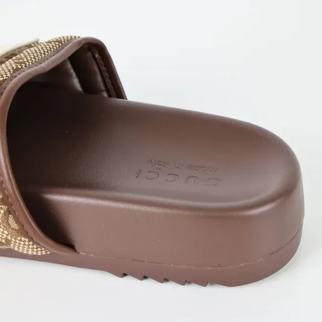 Gucci Screener GG Monogram Beige et marron sandales 4