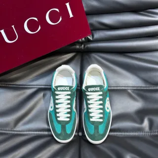 Gucci Screener Green and Teal Suede Mesh Lifestyle Sneakers