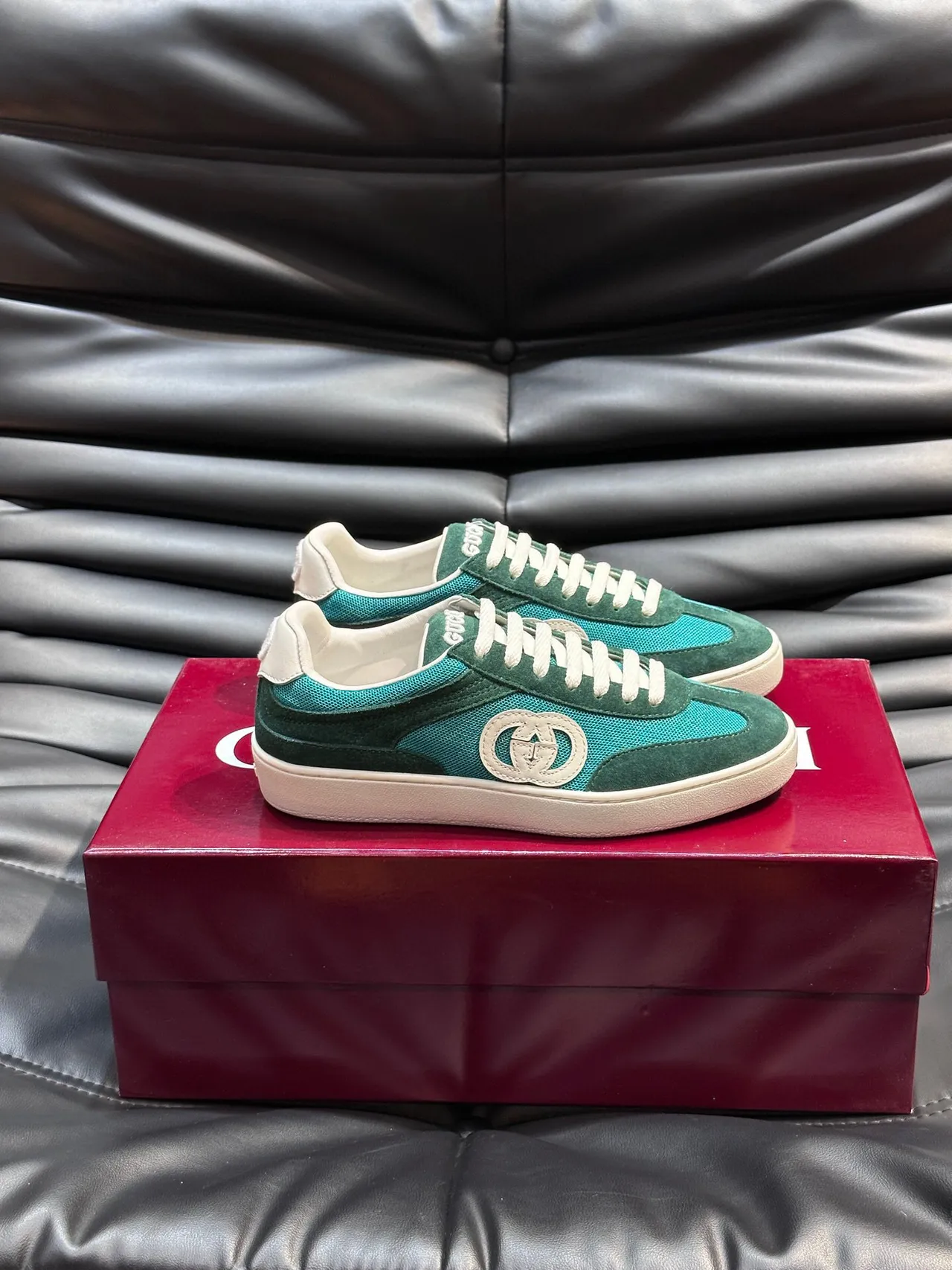 Gucci Screener Green and Teal Suede Mesh Lifestyle Sneakers 3
