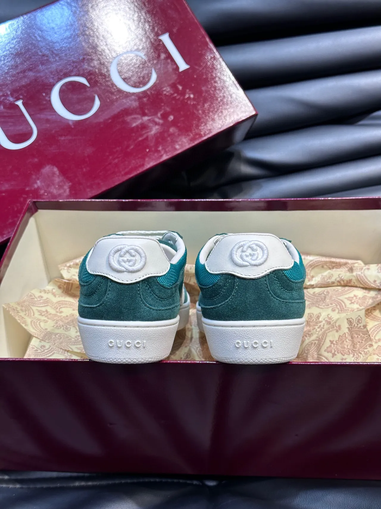 Gucci Screener Green and Teal Suede Mesh Lifestyle Sneakers 7
