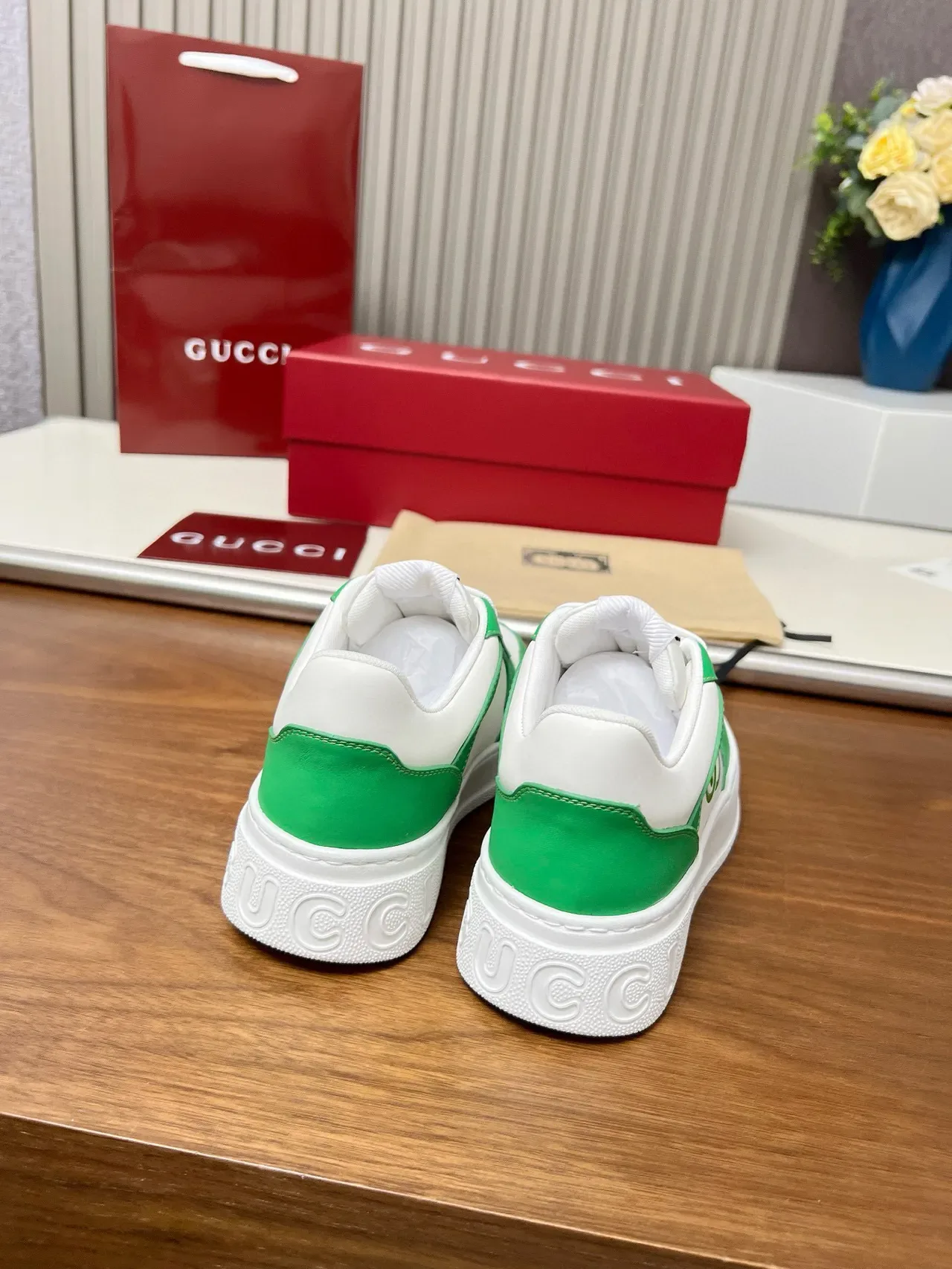 Gucci Screener Vert et Blanc Lifestyle Sneakers 7