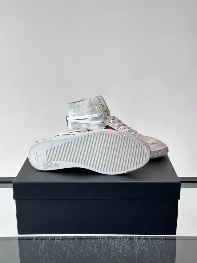 Gucci Screener Light Gray Leather High-Top Lifestyle Sneakers 2