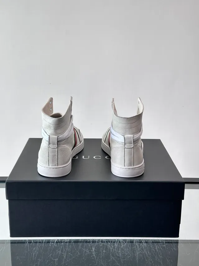 Gucci Screener Light Gray Leather High-Top Lifestyle Sneakers 3