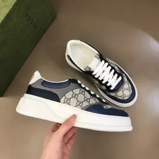 Gucci Screener Navy and Beige GG Monogram Lifestyle Sneakers