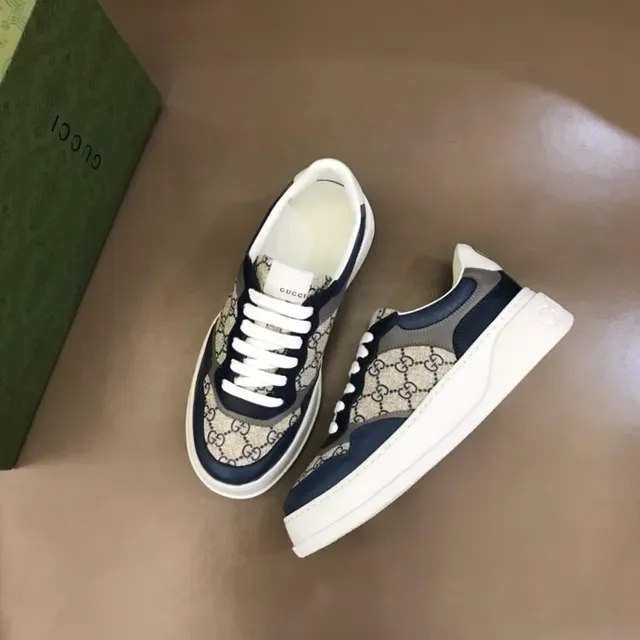 Gucci Screener Navy and Beige GG Monogram Lifestyle Sneakers 2