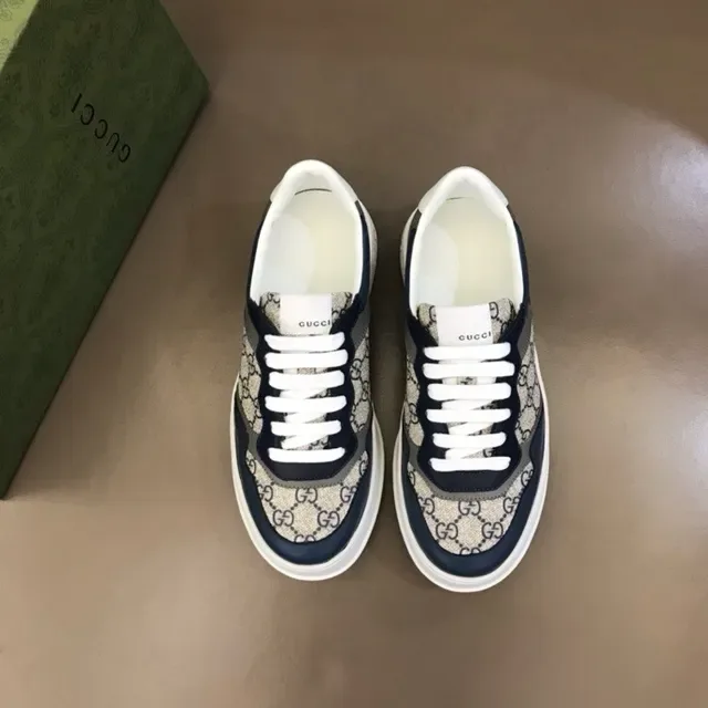 Gucci Screener Navy and Beige GG Monogram Lifestyle Sneakers 3