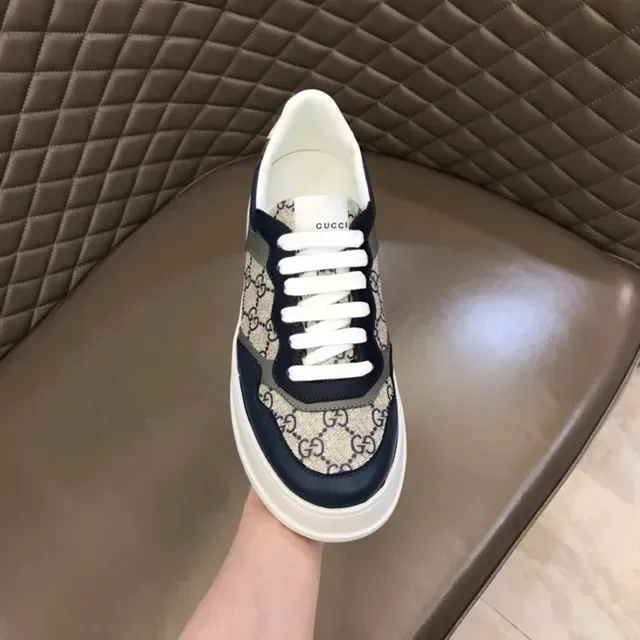 Gucci Screener Navy and Beige GG Monogram Lifestyle Sneakers 4
