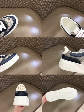 Gucci Screener Navy and Beige GG Monogram Lifestyle Sneakers 5