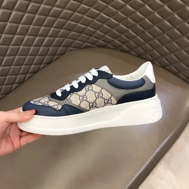 Gucci Screener Navy and Beige GG Monogram Lifestyle Sneakers 7