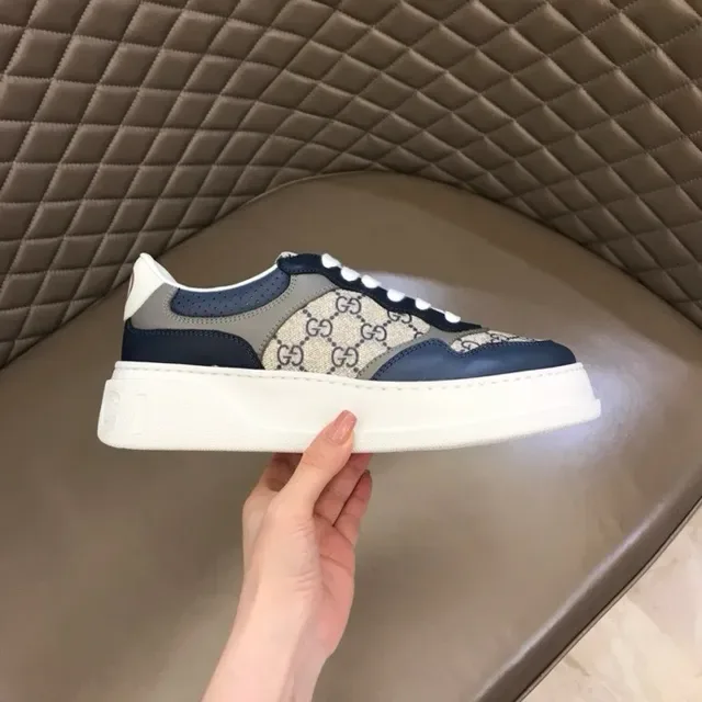 Gucci Screener Navy and Beige GG Monogram Lifestyle Sneakers 9