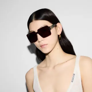 Gucci Screener Oversized Square Tortoiseshell Sunglasses