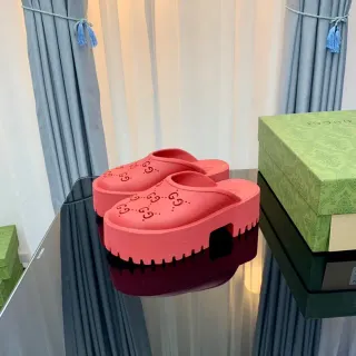 Gucci Screener Pink Platform Slippers