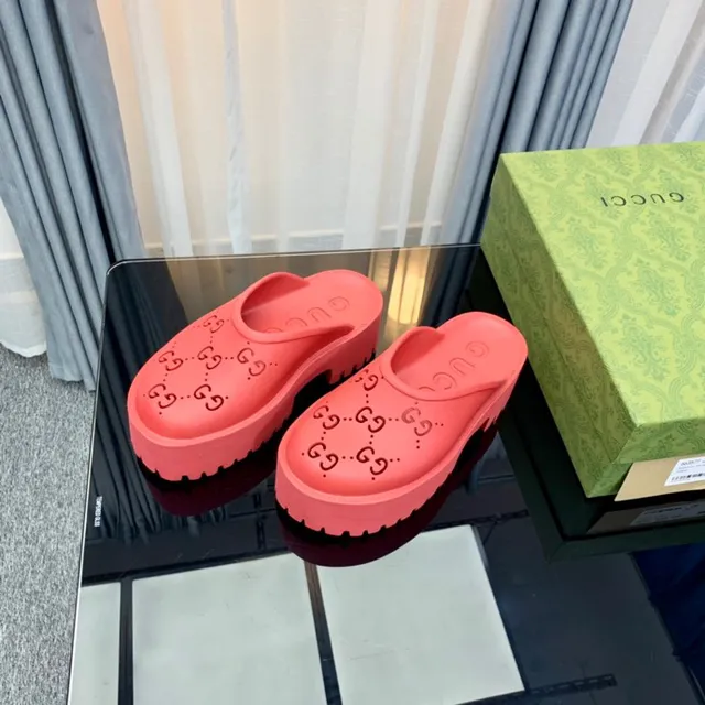 Gucci Screener Pink Platform Slippers 2
