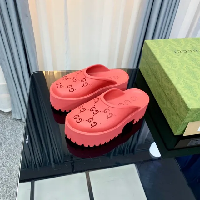 Gucci Screener Pink Platform Slippers 4