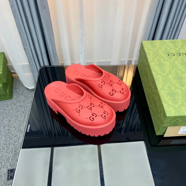 Gucci Screener Pink Platform Slippers 7