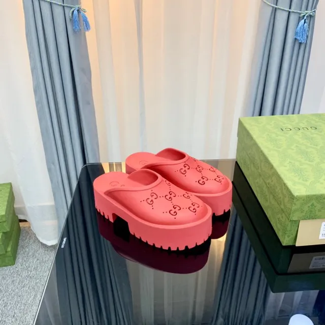 Gucci Screener Pink Platform Slippers 9
