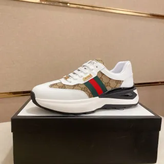 Gucci Screener أبيض بيج أحمر أخضر ويب Chunky Sneakers
