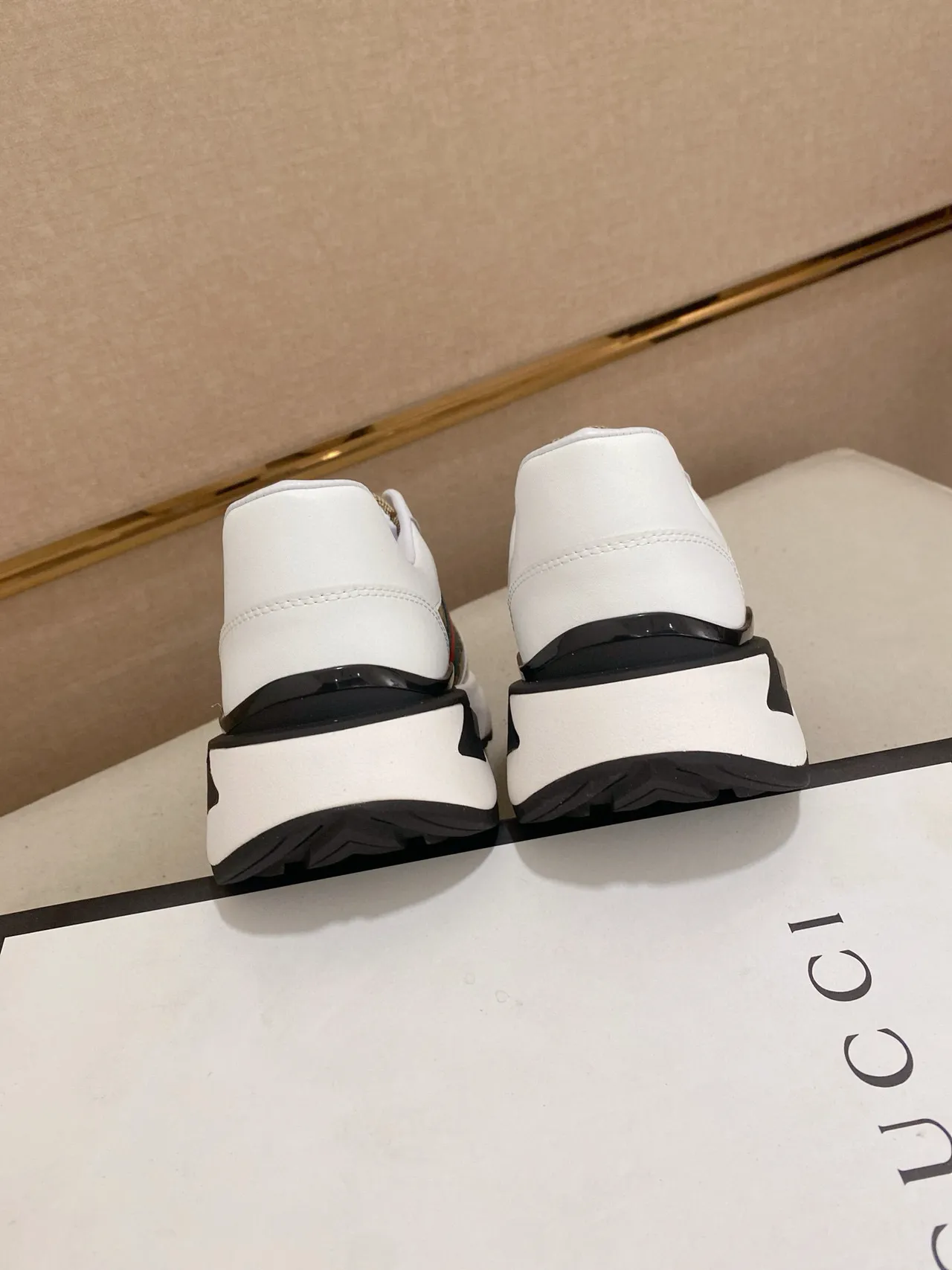 Gucci Screener White Beige Red Green Web Chunky Sneakers 8