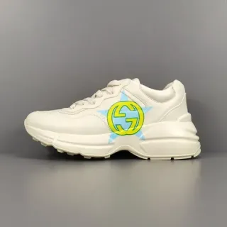 Gucci Screener White Blue Chunky Sole Graphic Side Logo Lifestyle Sneakers