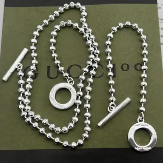 Gucci Silver Ball Chain Toggle Clasp Necklace
