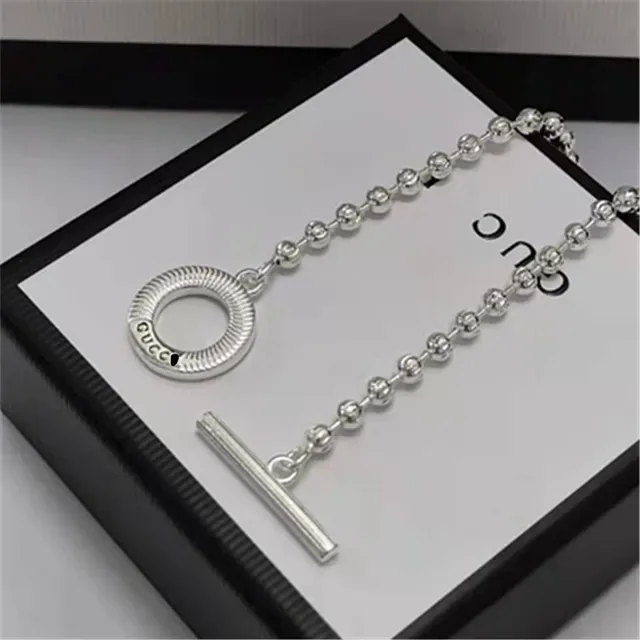 Gucci Silver Ball Chain Toggle Clasp Necklace 2