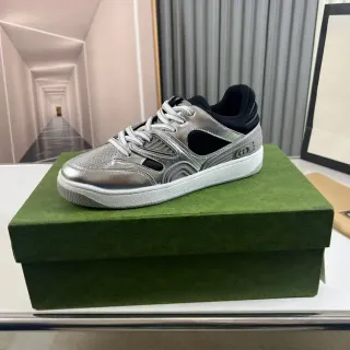Gucci Silver Black Metallic Upper Mesh Cutouts Lifestyle Sneakers