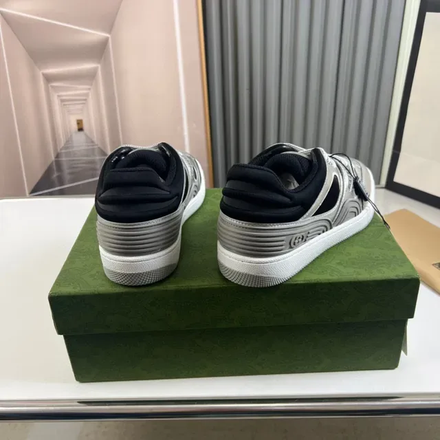 Gucci Silver Black Metallic Upper Mesh Cutouts Lifestyle Sneakers 6