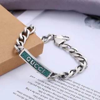Gucci فضي أزرق سلسلة كيرب كانكي لوح مستطيل سوار