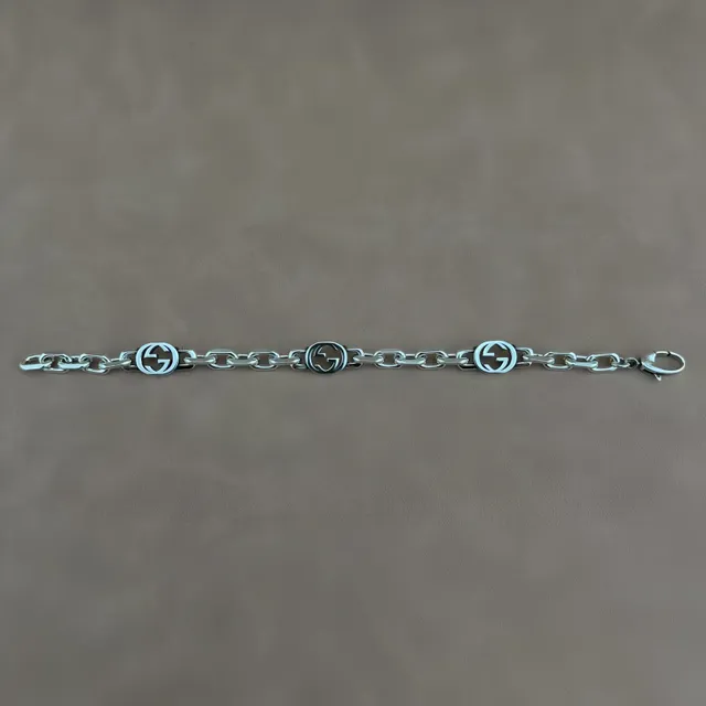 Gucci Silver Chunky Curb Chain Interlocking G Motifs Necklace 3