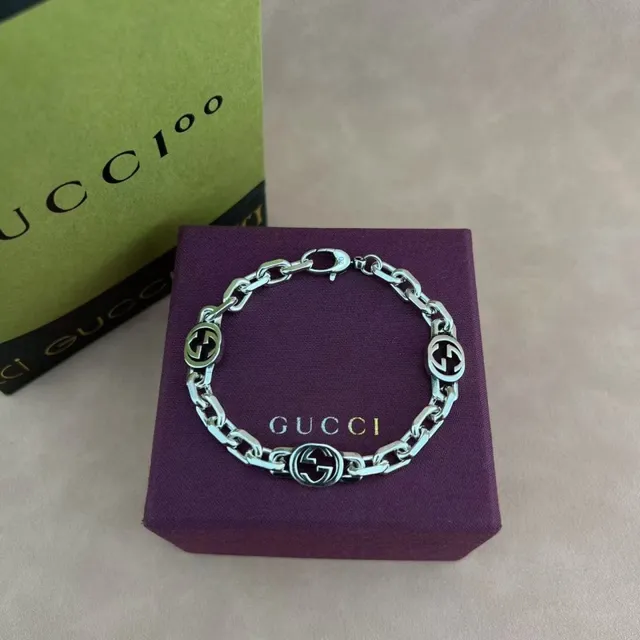 Gucci Silver Chunky Curb Chain Interlocking G Motifs Necklace 5