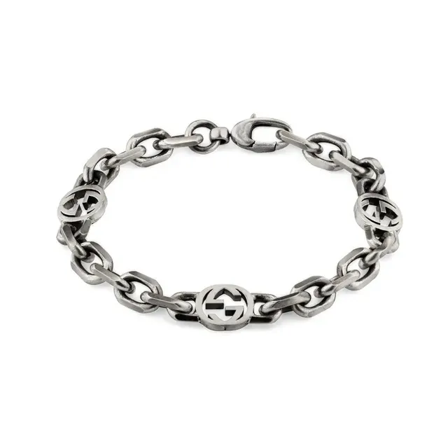 Gucci Silver Chunky Curb Chain Interlocking G Motifs Necklace 9