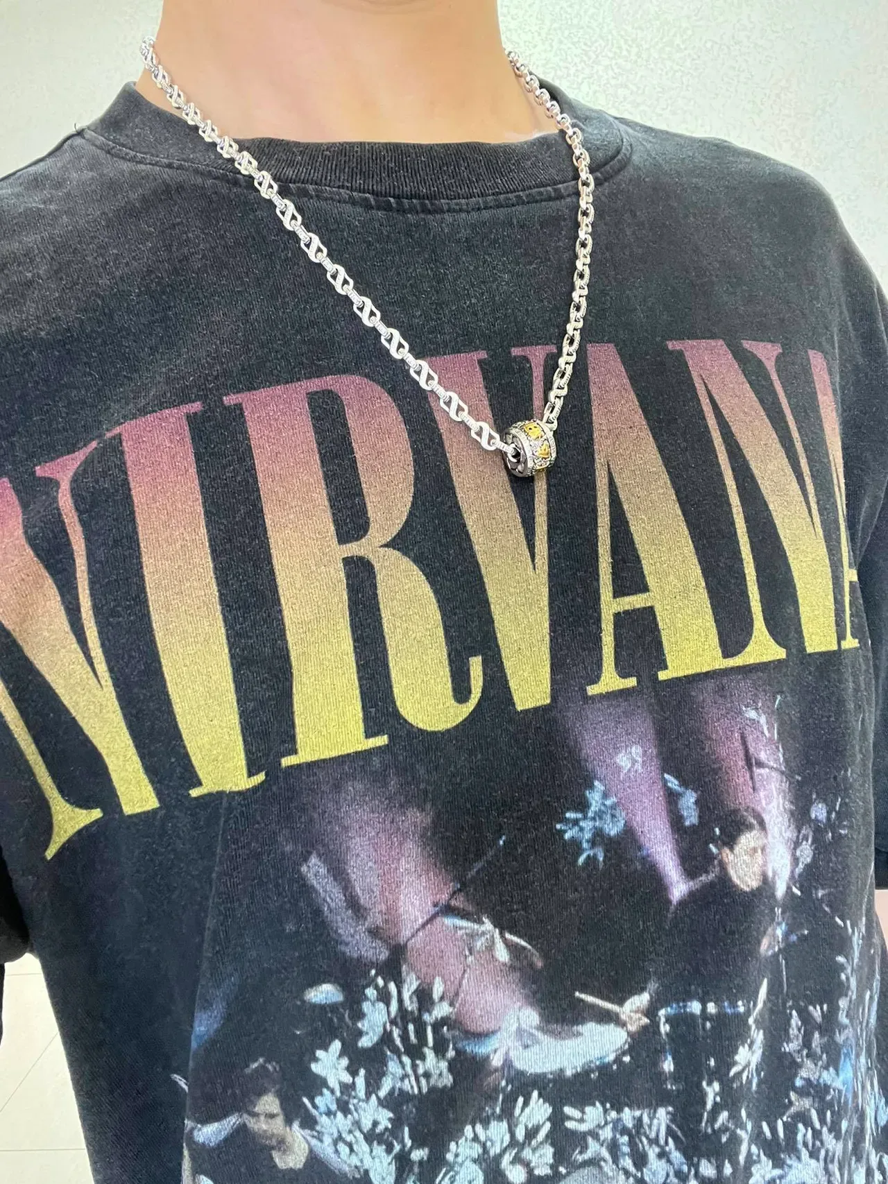 Gucci Silver Gold Interlocking G-Link Chain Rotating Barrel Pendant Necklace 2