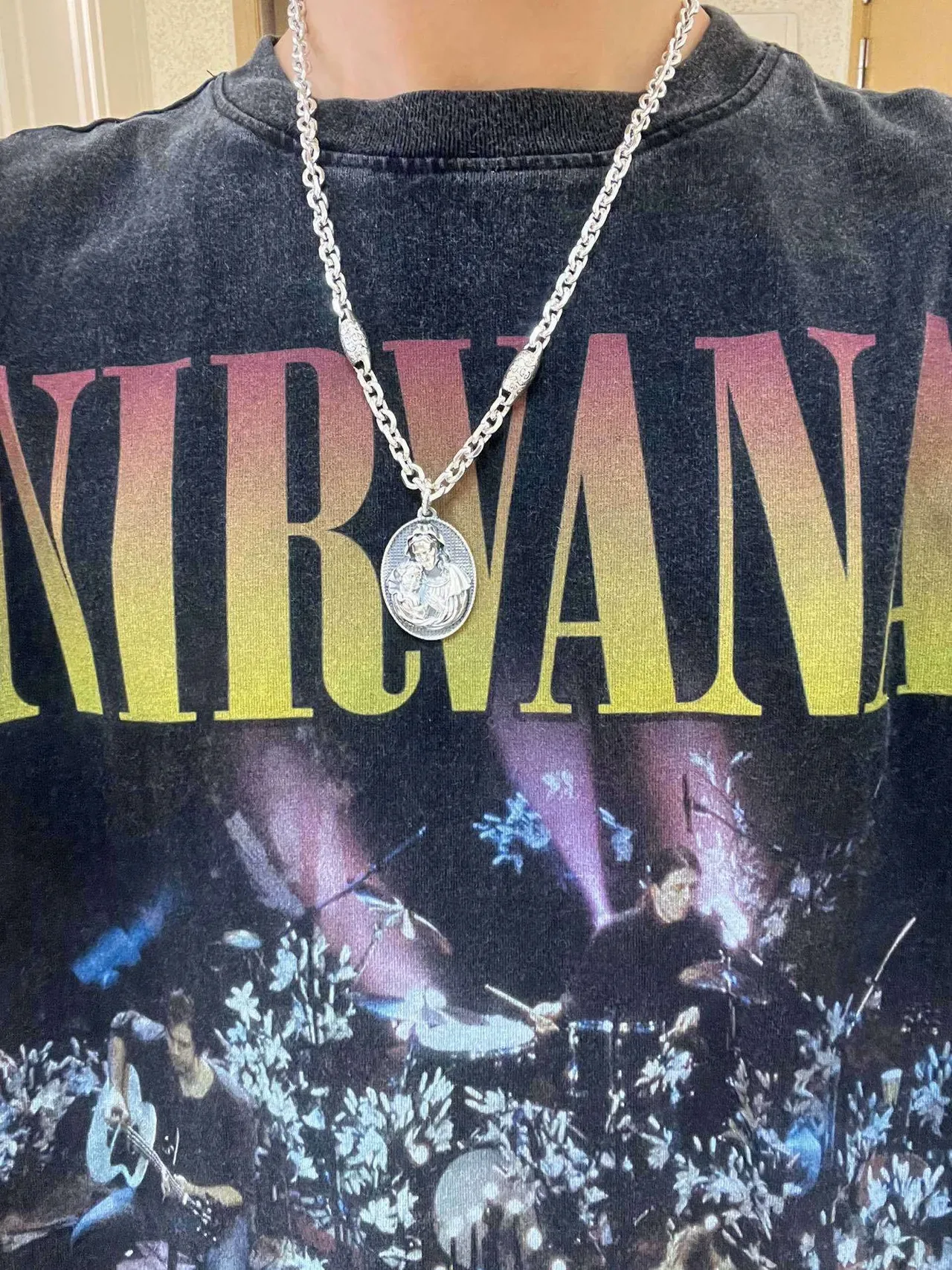 Gucci Silver-Toned Religious Medallion Pendant Necklace 5