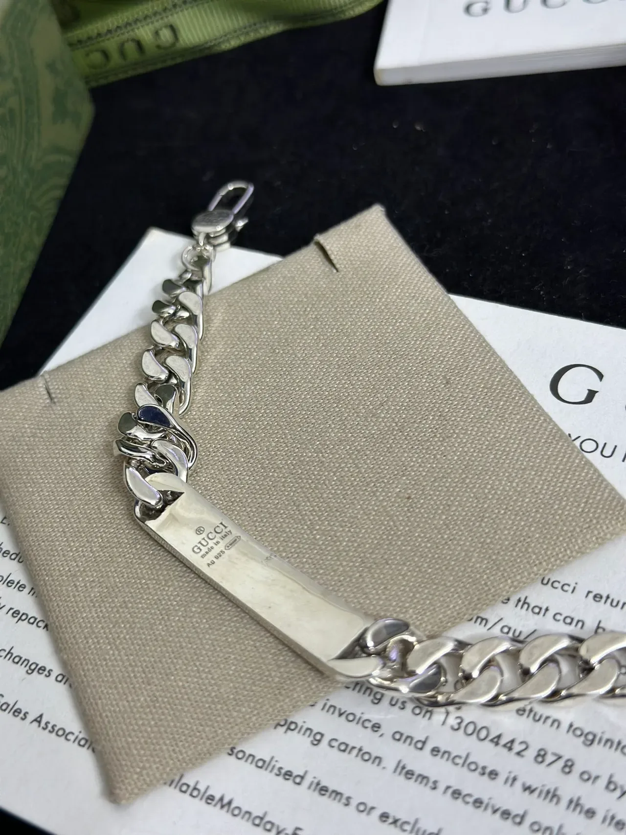 Gucci Skull GG Engraved Curb-Link Silver Bracelet 9