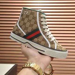Gucci Tennis 1977 Beige GG Monogram High-Top Lifestyle Sneakers