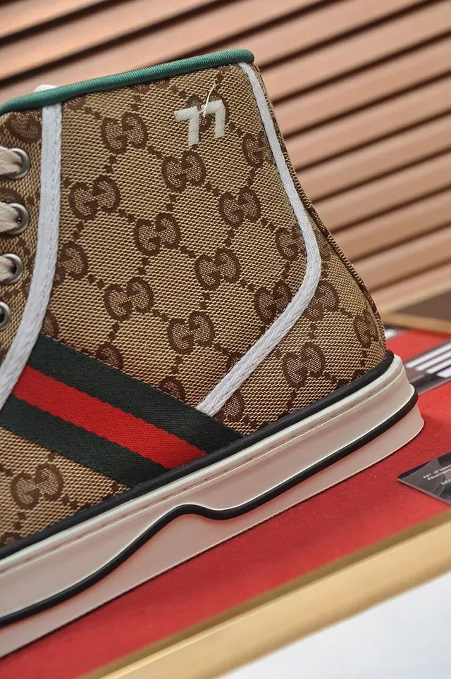 Gucci Tennis 1977 Beige GG Monogram High-Top Lifestyle Sneakers 2