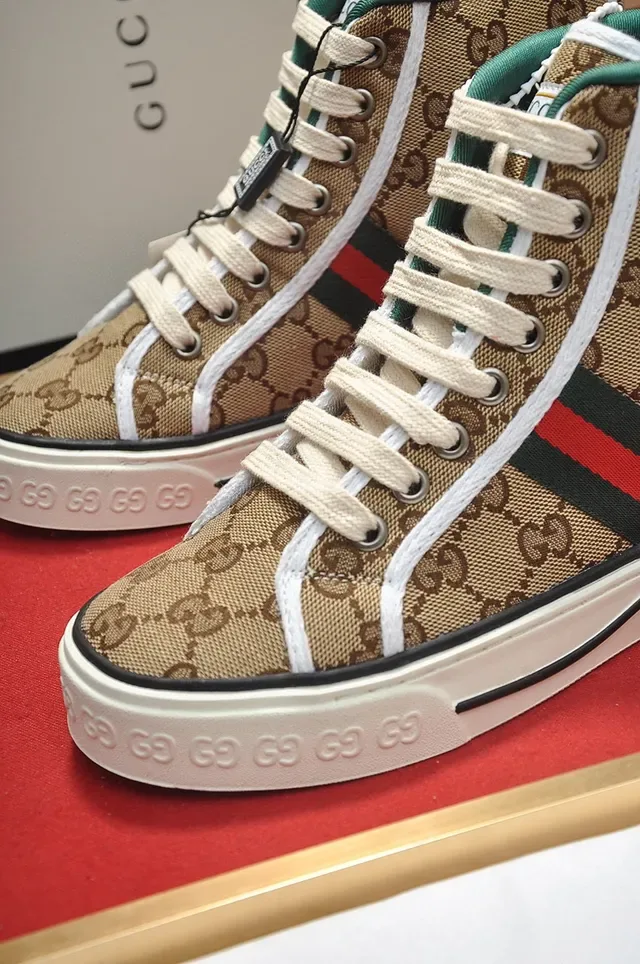 Gucci Tennis 1977 Beige GG Monogram High-Top Lifestyle Sneakers 3