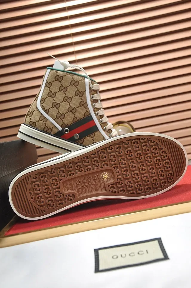Gucci Tennis 1977 Beige GG Monogram High-Top Lifestyle Sneakers 4