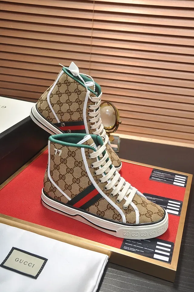 Gucci Tennis 1977 Beige GG Monogram High-Top Lifestyle Sneakers 5