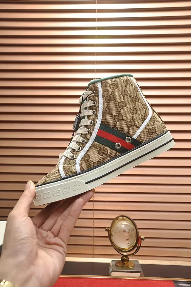 Gucci Tennis 1977 Beige GG Monogram High-Top Lifestyle Sneakers 6