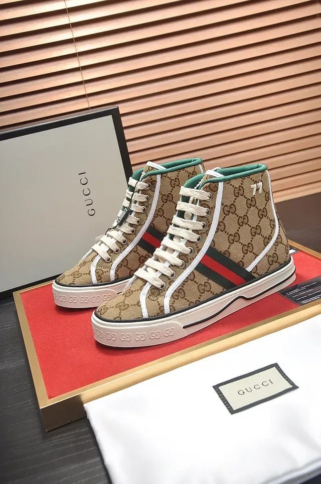 Gucci Tennis 1977 Beige GG Monogram High-Top Lifestyle Sneakers 7