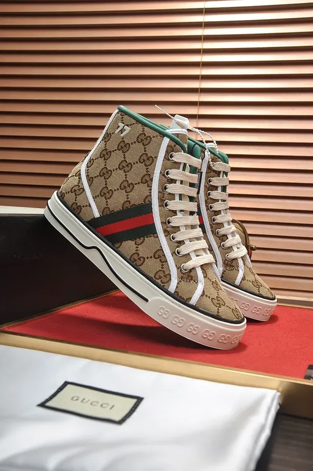 Gucci Tennis 1977 Beige GG Monogram High-Top Lifestyle Sneakers 9