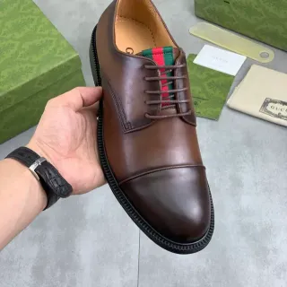 Gucci Tennis 1977 Brown Black Cap-Toe Ridged Rubber Sole Oxford Shoes
