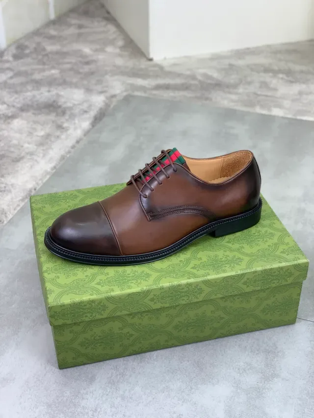 Gucci Tennis 1977 Marron Noir Cap-Toe Ridged Rubber Sole Oxford Shoes 4