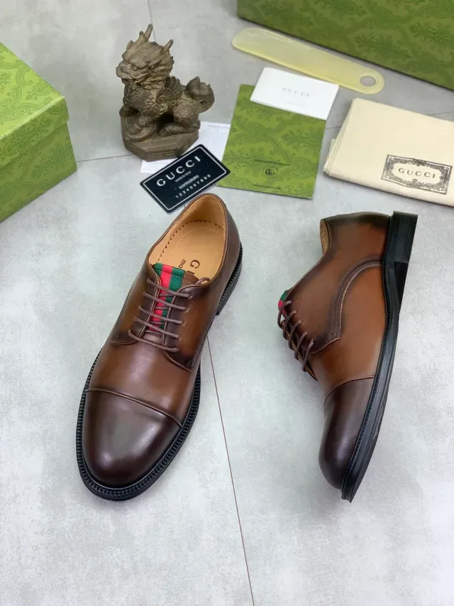 Gucci Tennis 1977 Marron Noir Cap-Toe Ridged Rubber Sole Oxford Shoes 5