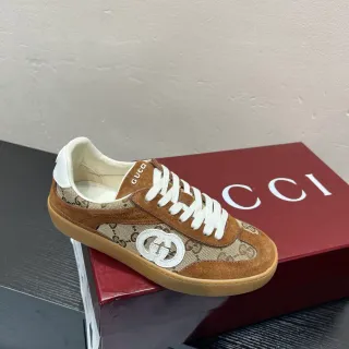 Gucci Tennis 1977 Brown Suede and GG Monogram Lifestyle Sneakers