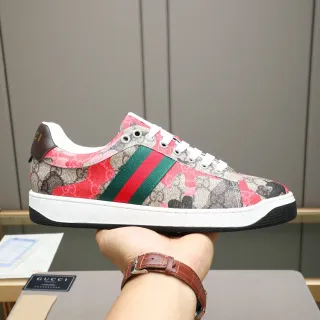 Gucci Tennis 1977 GG Monogram قماش أخضر أحمر ويب خطوط أحذية نمط حياة