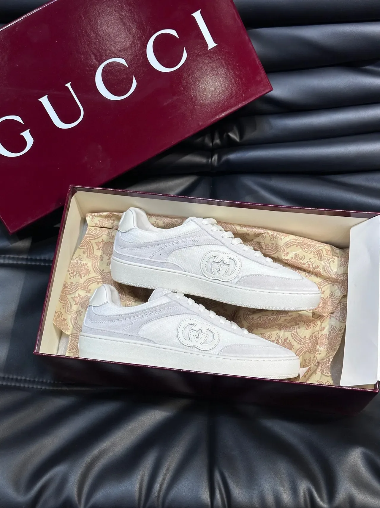 Gucci Tennis 1977 Off-White Suede-Mesh Lifestyle Sneakers 4