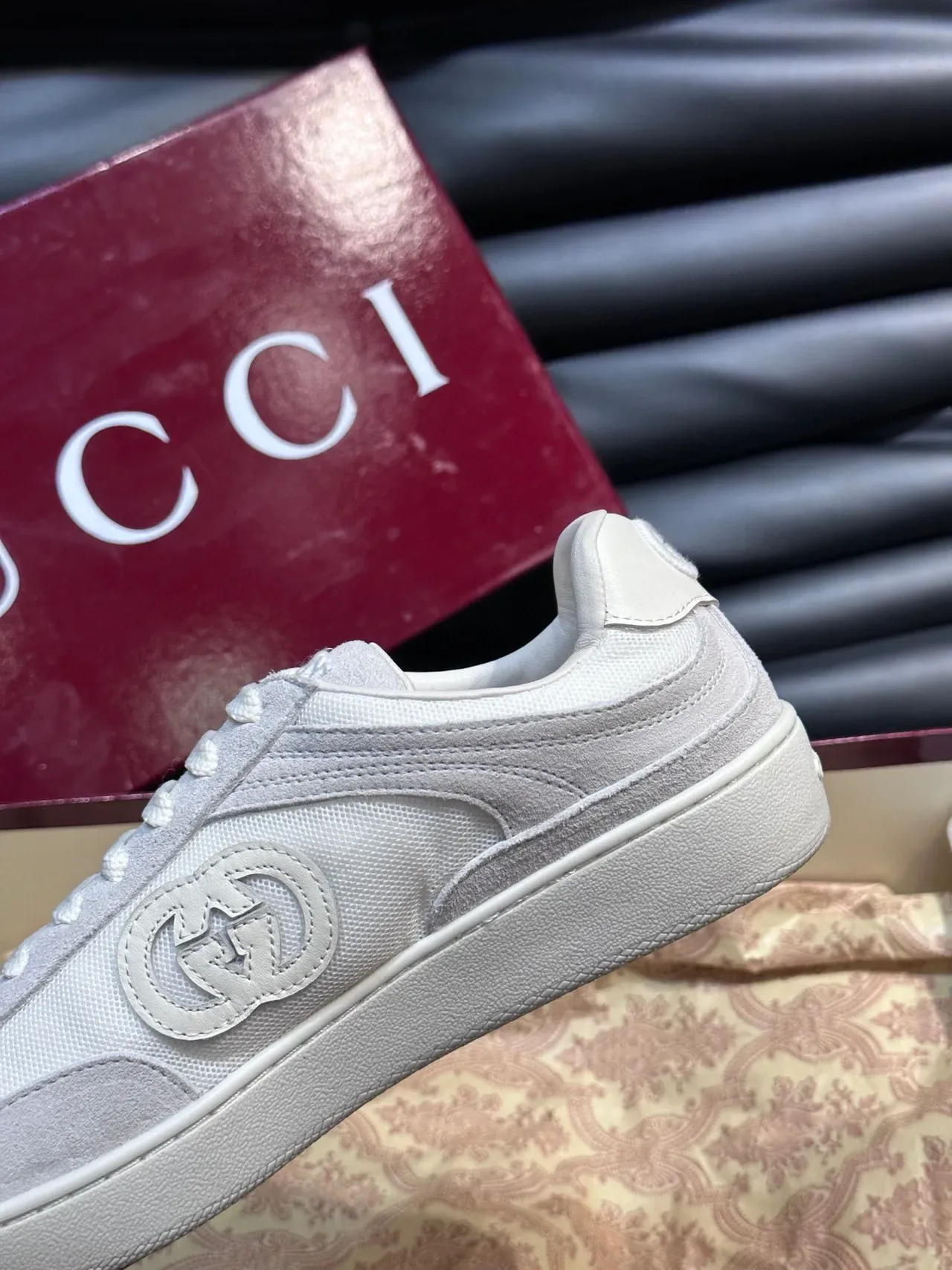 Gucci Tennis 1977 Off-White Suede-Mesh Lifestyle Sneakers 7
