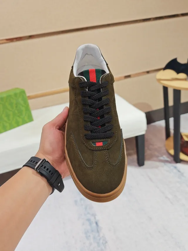 Gucci Tennis 1977 Olive Green Suede Lifestyle Sneakers 4